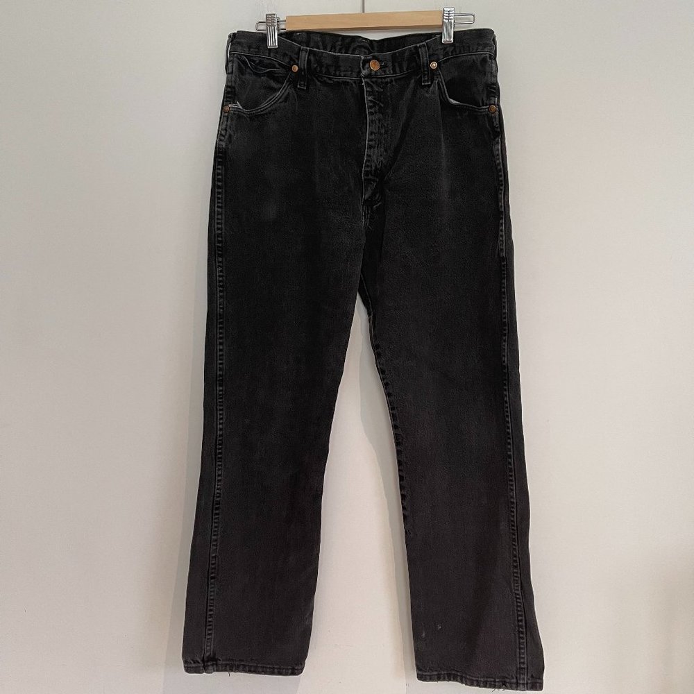 Wrangler Men's Black Hi Rise Straight Denim Jeans - Size 36X32